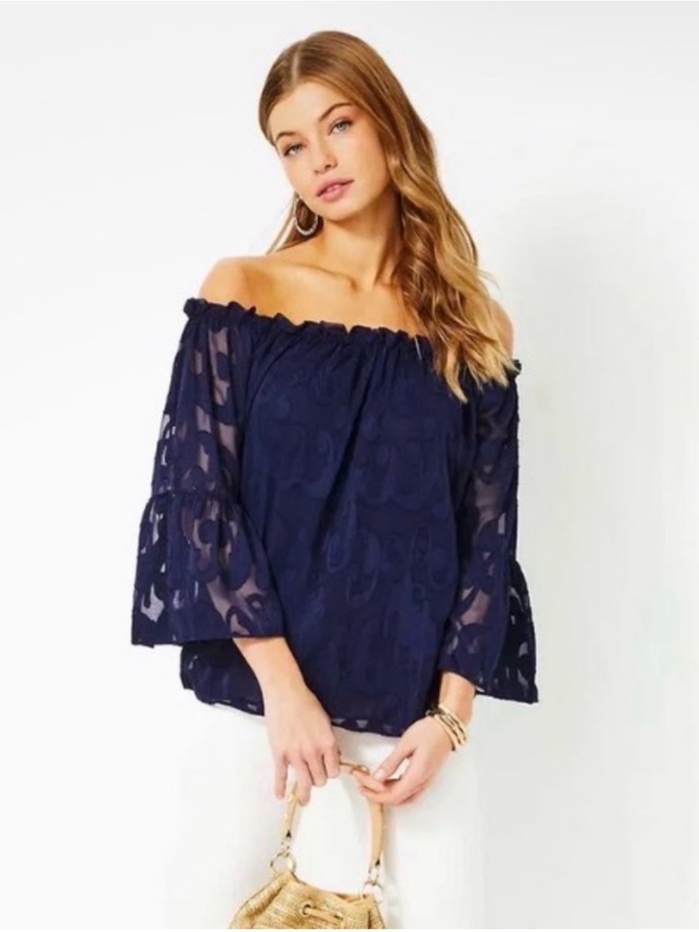Lilly Pulitzer Nevie Top, True Navy, sz M